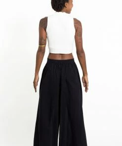 HaremPants.com Women's Cotton Wrap Palazzo Pants In Solid Black