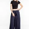 HaremPants.com Women's Cotton Wrap Palazzo Pants In Solid Navy