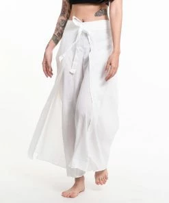 HaremPants.com Women's Cotton Wrap Palazzo Pants In Solid White