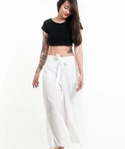 HaremPants.com Women's Cotton Wrap Palazzo Pants In Solid White