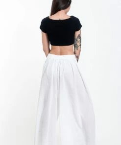 HaremPants.com Women's Cotton Wrap Palazzo Pants In Solid White