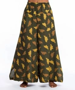 HaremPants.com Leaves Women's Cotton Palazzo Pants In Green