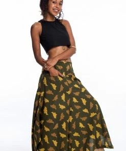 HaremPants.com Leaves Women's Cotton Palazzo Pants In Green