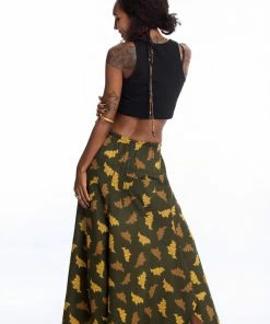 HaremPants.com Leaves Women's Cotton Palazzo Pants In Green