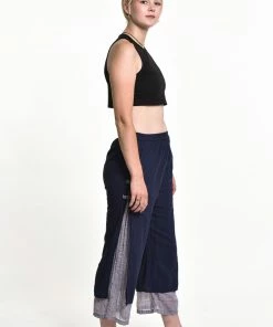 HaremPants.com Women's Cotton Double Layers Cropped Pants In Solid Navy