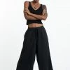 HaremPants.com Women's Crinkled Cotton Cropped Pants In Black