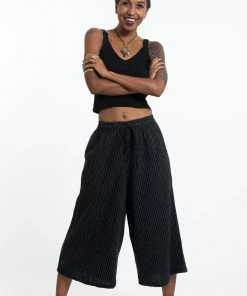 HaremPants.com Women's Crinkled Cotton Cropped Pants In Black