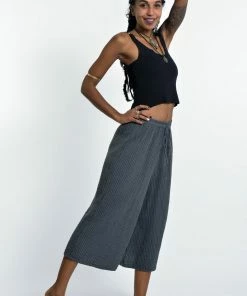 HaremPants.com Women's Crinkled Cotton Cropped Pants In Gray