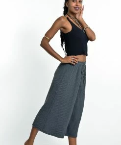 HaremPants.com Women's Crinkled Cotton Cropped Pants In Gray 8 HaremPants.com Women's Crinkled Cotton Cropped Pants In Gray