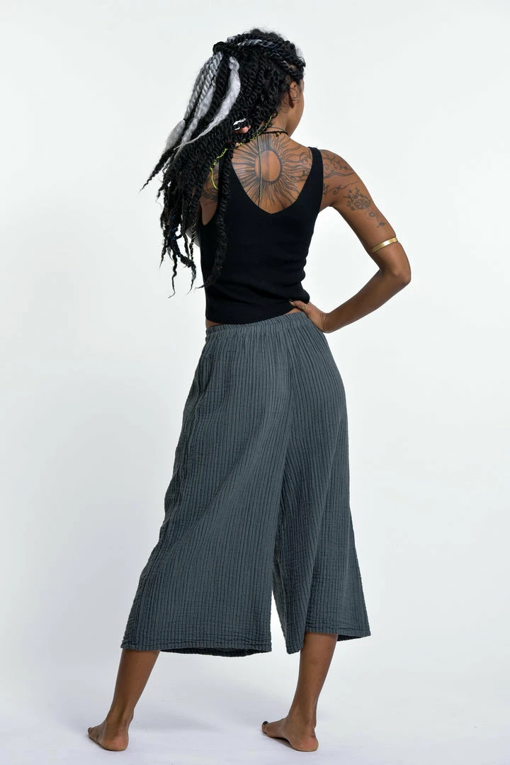 HaremPants.com Women's Crinkled Cotton Cropped Pants In Gray 6 HaremPants.com Women's Crinkled Cotton Cropped Pants In Gray