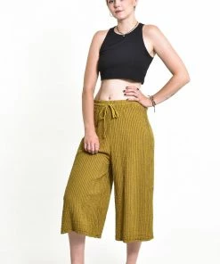 HaremPants.com Women's Crinkled Cotton Cropped Pants In Mustard Yellow
