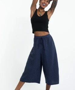 HaremPants.com Women's Crinkled Cotton Cropped Pants In Navy