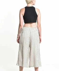 HaremPants.com Women's Crinkled Cotton Cropped Pants In White