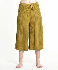HaremPants.com Women's Crinkled Cotton Cropped Pants In Mustard Yellow