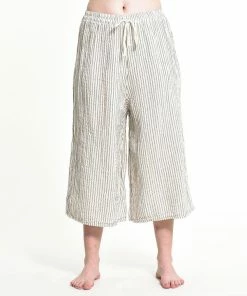 HaremPants.com Women's Crinkled Cotton Cropped Pants In White