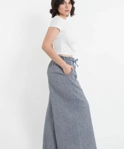 HaremPants.com Women's Linen Cotton Blend Palazzo Pants In Blue