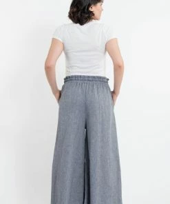HaremPants.com Women's Linen Cotton Blend Palazzo Pants In Blue