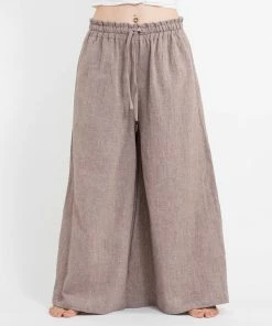 HaremPants.com Women's Linen Cotton Blend Palazzo Pants In Brown