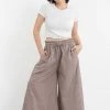 HaremPants.com Women's Linen Cotton Blend Palazzo Pants In Brown