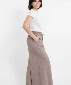 HaremPants.com Women's Linen Cotton Blend Palazzo Pants In Brown