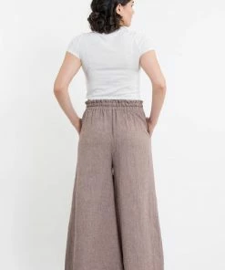 HaremPants.com Women's Linen Cotton Blend Palazzo Pants In Brown
