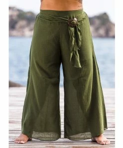 HaremPants.com Plus Size Women's Thai Harem Palazzo Pants In Solid Green