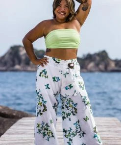 HaremPants.com Plus Size Women's Thai Harem Palazzo Pants In Butterflies Green