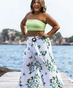 HaremPants.com Plus Size Women's Thai Harem Palazzo Pants In Butterflies Green