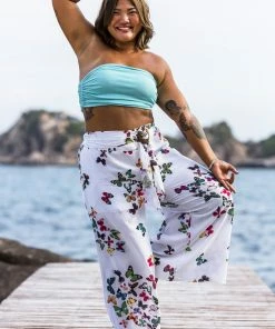 HaremPants.com Plus Size Women's Thai Harem Palazzo Pants In Butterflies Pink