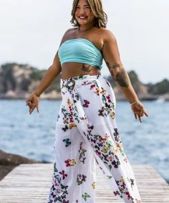 HaremPants.com Plus Size Women's Thai Harem Palazzo Pants In Butterflies Pink