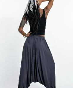 HaremPants.com Drawstring Low Cut Harem Pants Cotton Spandex In Solid Gray