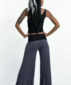 HaremPants.com Women's Wide Leg Palazzo Harem Pants Cotton Spandex In Solid Gray