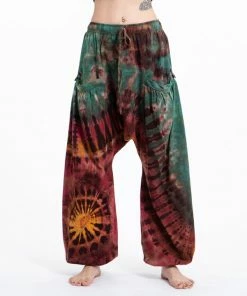 HaremPants.com Women's Tie Dye Cotton Women Harem Pants In Brick Green