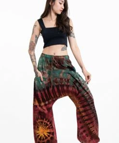 HaremPants.com Women's Tie Dye Cotton Women Harem Pants In Brick Green