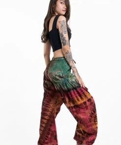 HaremPants.com Women's Tie Dye Cotton Women Harem Pants In Brick Green