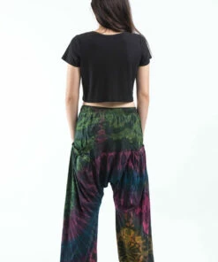 HaremPants.com Tie Dye Cotton Women Harem Pants In Green Indigo