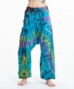 HaremPants.com Women's Tie Dye Cotton Women Harem Pants In Blue Pastel