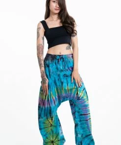 HaremPants.com Women's Tie Dye Cotton Women Harem Pants In Blue Pastel