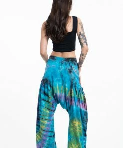 HaremPants.com Women's Tie Dye Cotton Women Harem Pants In Blue Pastel