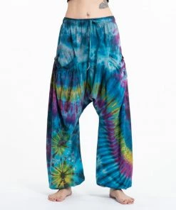 HaremPants.com Women's Tie Dye Cotton Women Harem Pants In Sky Blue