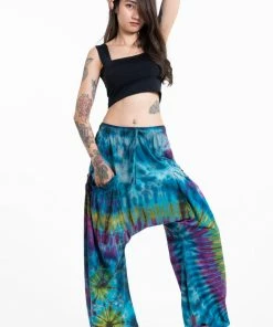 HaremPants.com Women's Tie Dye Cotton Women Harem Pants In Sky Blue
