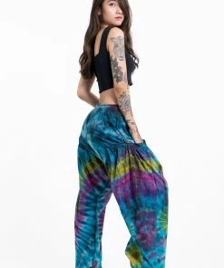 HaremPants.com Women's Tie Dye Cotton Women Harem Pants In Sky Blue