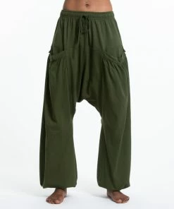 HaremPants.com Cotton Women Harem Pants In Solid Green