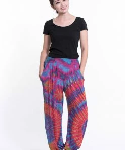 HaremPants.com Tie Dye Cotton Women Harem Pants In Pink