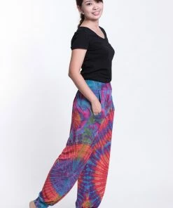 HaremPants.com Tie Dye Cotton Women Harem Pants In Pink