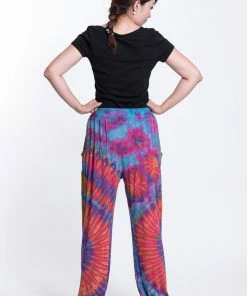 HaremPants.com Tie Dye Cotton Women Harem Pants In Pink