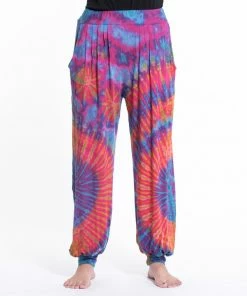 HaremPants.com Tie Dye Cotton Women Harem Pants In Pink