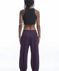 HaremPants.com Cotton Women Harem Pants In Solid Purple