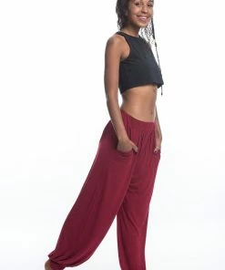 HaremPants.com Cotton Women Harem Pants In Solid Red
