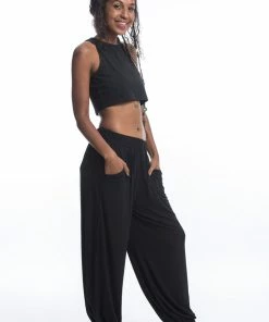 HaremPants.com Cotton Women Harem Pants In Solid Black